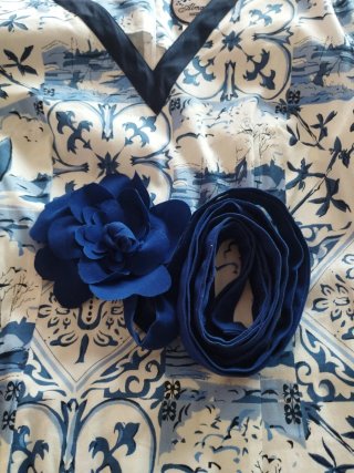 Vestido Almatrichi Feria Azul y Blanco