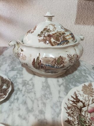 Vajilla Ridgway porcelana paisaje rural