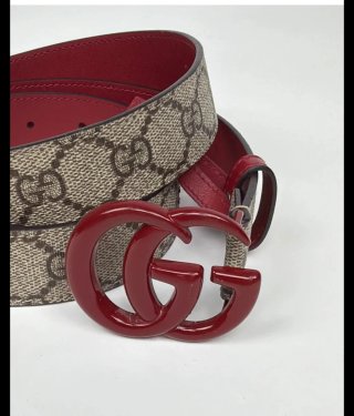 Cintura Gucci GG Beige/Rosso