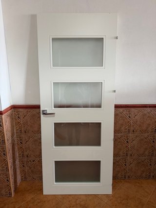 Puerta interior blanca con cristales