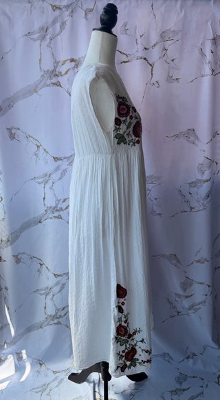 Vestido Zara Bordado Floral Boho Talla S