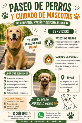 Ofrezco paseo de perros y cuidado a domicilio.