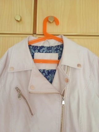 Cazadora Biker Piel Sintética Mujer Rosa