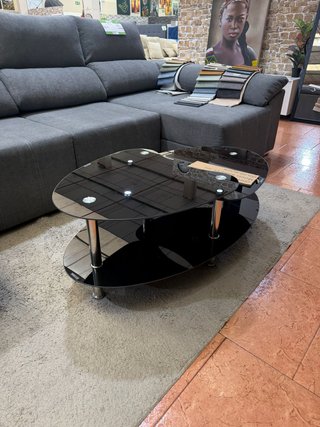 Mesa de centro cristal negra