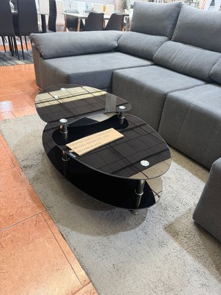 Mesa de centro cristal negra