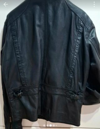 Cazadora de piel 100% ovina color negro tipo Biker