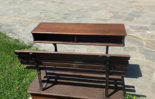 Banco scuola vintage legno e ferro