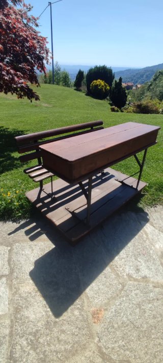 Banco scuola vintage legno e ferro