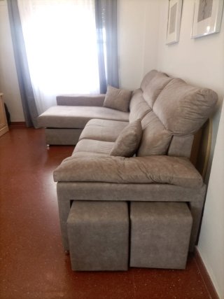 Sofá modular tela beige y gris