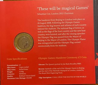 Moneta 2 poun Cerimonia Passaggio Giochi Olimpici