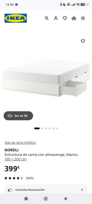 Estructura Cama NORDLI IKEA Almacenaje 160x200