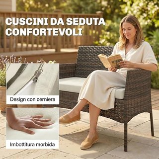 Set di Mobili da Giardino in Rattan 4 Pezzi, Salot