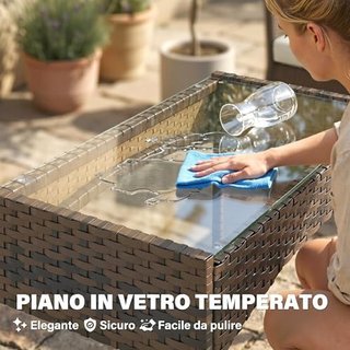 Set di Mobili da Giardino in Rattan 4 Pezzi, Salot