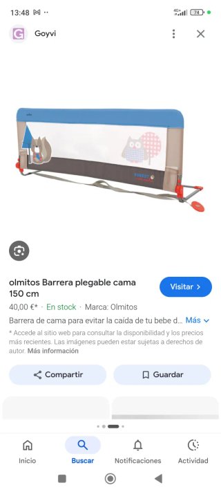 Barrera de cama Olmitos plegable 150 cm