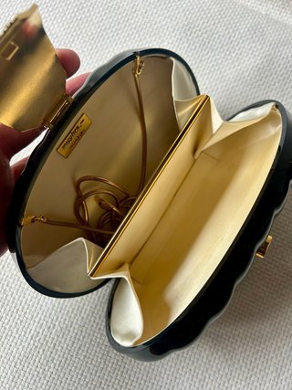 Bolso Clutch Vintage Majora Negro Dorado