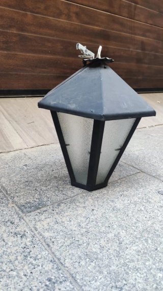 Farol vintage hierro y cristal negro
