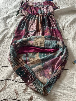 Vestido largo estampado patchwork