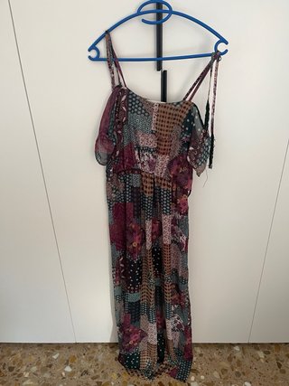 Vestido largo estampado patchwork