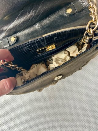 Bolso Sara Navarro Piel/Ante Marrón Cadena Dorada