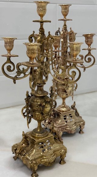 ANTIGUOS CANDELABROS BRONCE FRANCIA XIX-XX