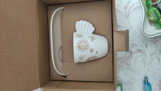Tazzina caffè Thun con piattino decorata fiori