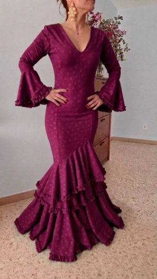 Traje de Flamenca Morado con Lunares TODAS TALLAS