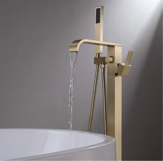 Grifo de bañera de pie dorado