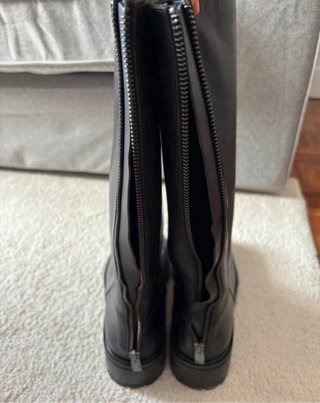 Botas altas de piel Mango negras