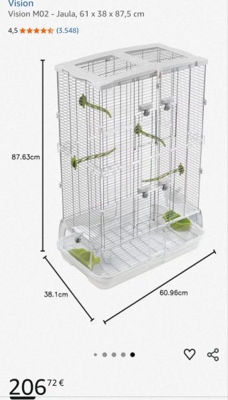 Jaula Visión M02 para pájaros pequeños.