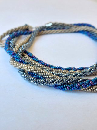 Collana perline blu argento summer aesthetic