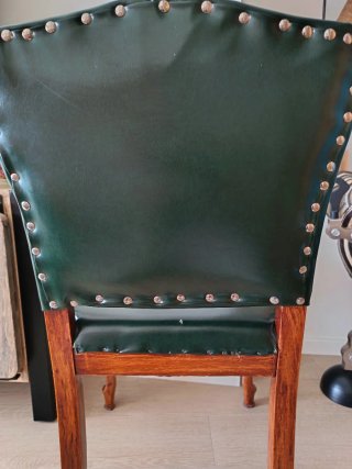 Silla vintage cuero y madera