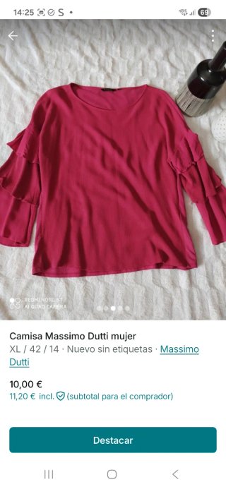 Blusa Massimo Dutti Roja Mujer