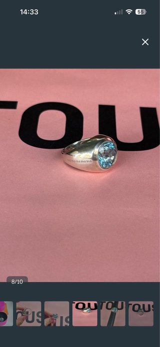 Anillo Tous Topacio Azul y Plata