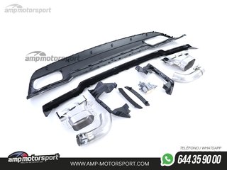 DIFUSOR TRASERO MERCEDES CLASE A W176 AMG + COLAS DOBLES CROMO