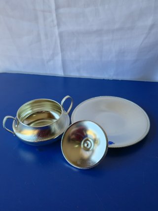 Zuccheriera con Piattino in Metallo Made in Italy