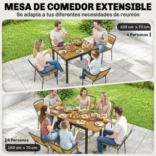 Mesa Jardín Extensible Madera 100/150x70