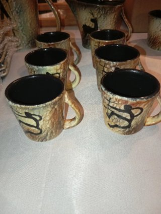 Juego café cerámica cafetera lechera azucarero taz
