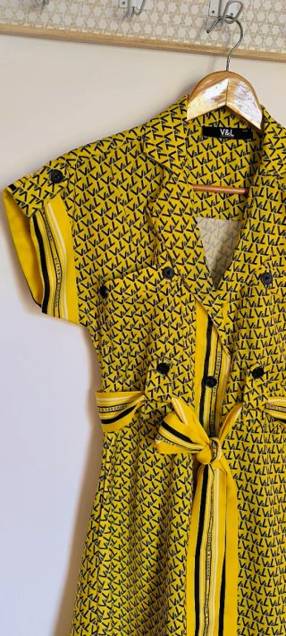Vestido Victorio & Lucchino Amarillo y Negro