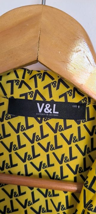 Vestido Victorio & Lucchino Amarillo y Negro
