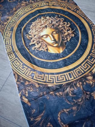 Telo Mare Medusa Microfibra Nero Oro