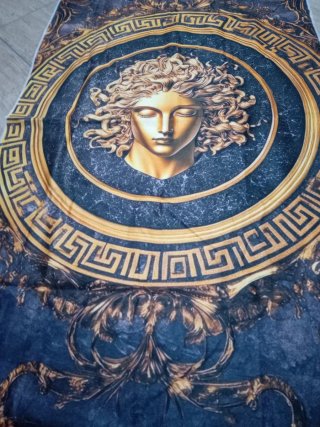 Telo Mare Medusa Microfibra Nero Oro