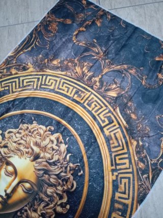 Telo Mare Medusa Microfibra Nero Oro