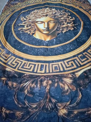 Telo Mare Medusa Microfibra Nero Oro