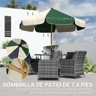 Sombrilla Terraza Ø2,3m Tela y Madera