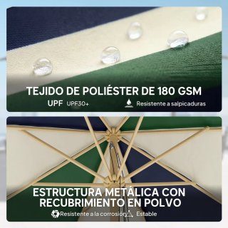 Sombrilla Terraza Ø2,3m Tela y Madera