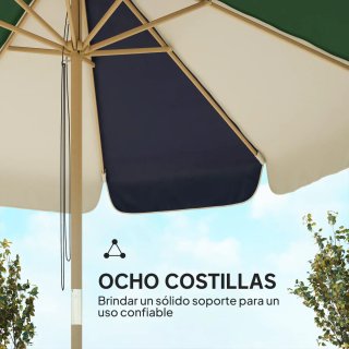 Sombrilla Terraza Ø2,3m Tela y Madera