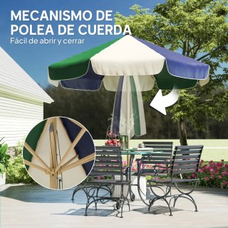 Sombrilla Terraza Ø2,3m Tela y Madera