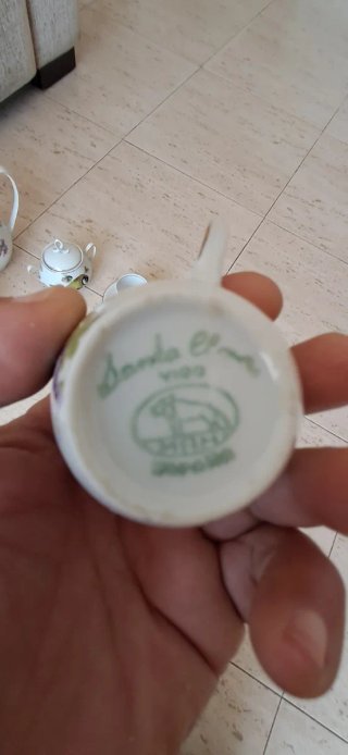 Juego  café porcelana antiguo pájaros Santa Clara