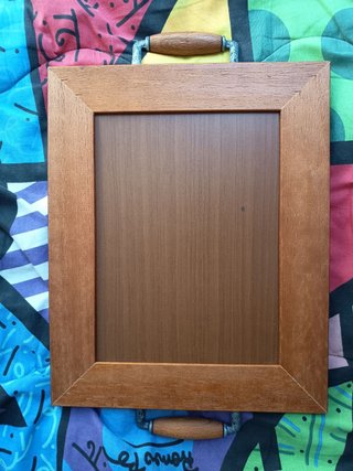 Vassoio vintage legno stampa cherubini manici