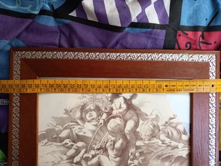 Vassoio vintage legno stampa cherubini manici